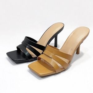 #474 🛑35 (6.5,7.5,8.5,9,10)OPEN TOE TRIPLE STRAPS SLIP ON STILETTO  HEELS
